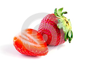 Ripe, juicy, beautiful strawberry close-up