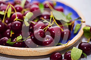 Ripe juicy cherry. advertising juice, healthy lifestyle, diet, nutrition.