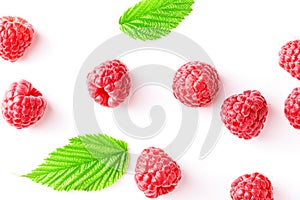 Ripe juicy raspberry isolated on white