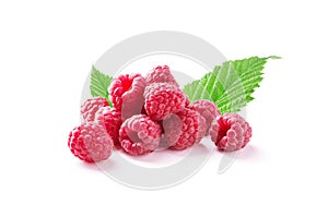 Ripe juicy raspberry isolated on white