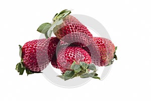 Ripe juicy strawberries on white background