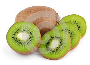 Ripe kiwi fruits with slices