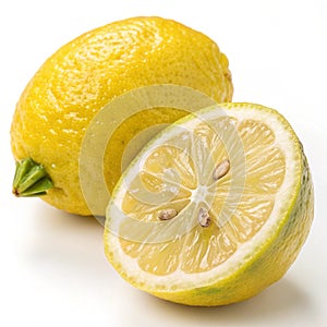 Ripe lemon and half isolated on white photo