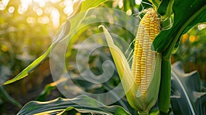 The ripe maize ear.AI generated image