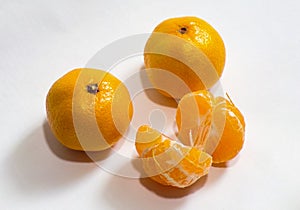 Ripe Mandarin fruit on a white background