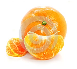 Ripe mandarine fruit isolated food on white