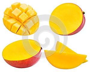 Ripe mango collection isolated