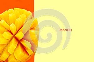 Ripe mango cut into cubes, macro