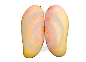 Ripe mango isolate white background with clipping path