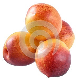 Ripe nectarines close-up isolated