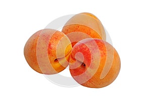 Ripe orange apricots isolated on white background