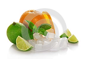 Ripe orange, green lime and mint