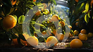 ripe oranges trees generated AI