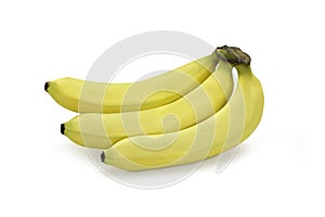 Ripe organic cavendish banana on white isolated background with clipping path. Healthy ketogenic dieting food with high fiber and