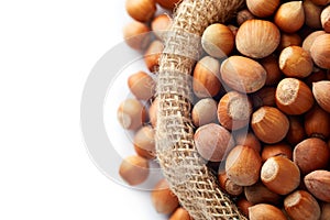 Ripe organic hazelnuts