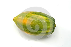 Ripe Papaya Fruit on Clean White Surface.