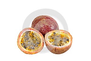Ripe Passion Fruits Isolated On White