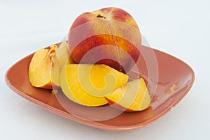 Ripe Peach fruit and slices