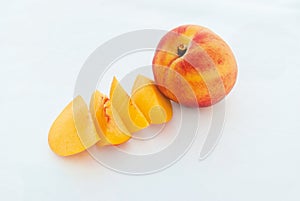 Ripe Peach fruit and slices