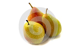Ripe pear forelle isolated on white background