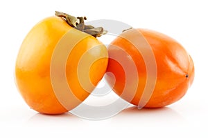 Ripe Persimmon Fruit Isolated on White
