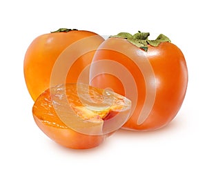 Ripe persimmon isolated on a white background.