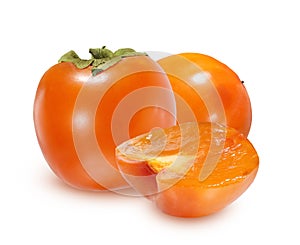 Ripe persimmon on a white background.