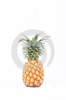 Ripe pineapple Ananas comosus on white background healthy pineapple fruit food isolated photo