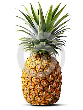 Ripe pineapple isolated on white background created by ai.
