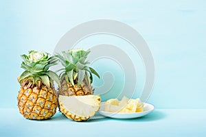 Fresh pineapple on pastel color background