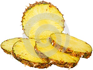Ripe pineapple slice close up