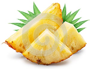 Ripe pineapple and pineapple slices isolated on white background. File contains clipping path photo