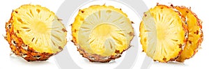 Ripe pineapple and pineapple slices isolated on white background. File contains clipping path photo