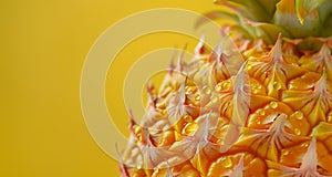 Ripe pineapple textured close up slices. Banner