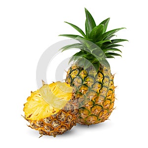 Ripe pineapple is tropical fruit isolated on white background
