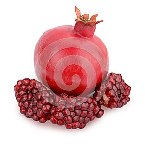 Ripe pomegranate fruit isolated on white background cutout