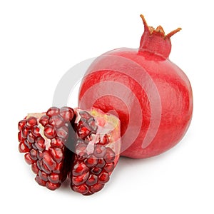 Ripe pomegranate fruit isolated on white background cutout