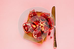 Ripe pomegranate in plate