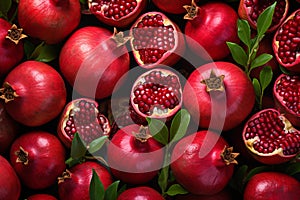 Ripe Pomegranate red fresh background. Generate Ai