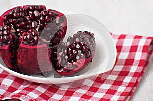 Ripe pomegranates. Healthy fruit. Spain. Valencia. photo