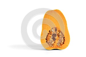 Ripe pumpkin fruits on white background