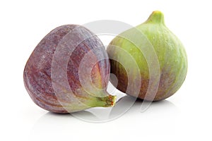 Ripe purple and green fig fruit isolated