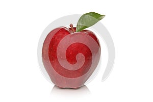 Ripe Red Apple with leaf