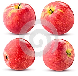 Ripe red apple set isolated on a white