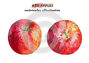 Ripe red apples isolated on white background.