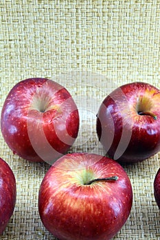 Ripe red apples medium size vertical photos