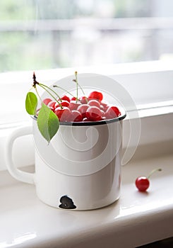 Ripe red cherries