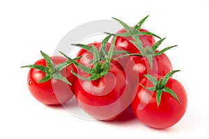 Ripe red cherry tomatoes isolated on white