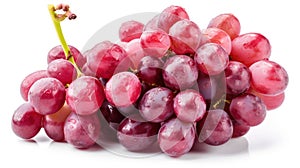 Ripe red grape. Pink bunch with leaves isolated on white. With clipping path, generative ai