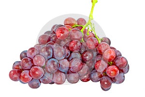 Ripe red grapes with leaves isolated